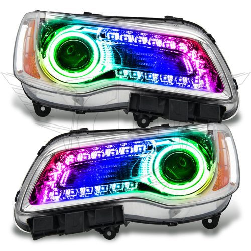 2011-2014 Chrysler 300C NON HID Pre-Assembled Headlights - Chrome Housing - ColorSHIFT DRL